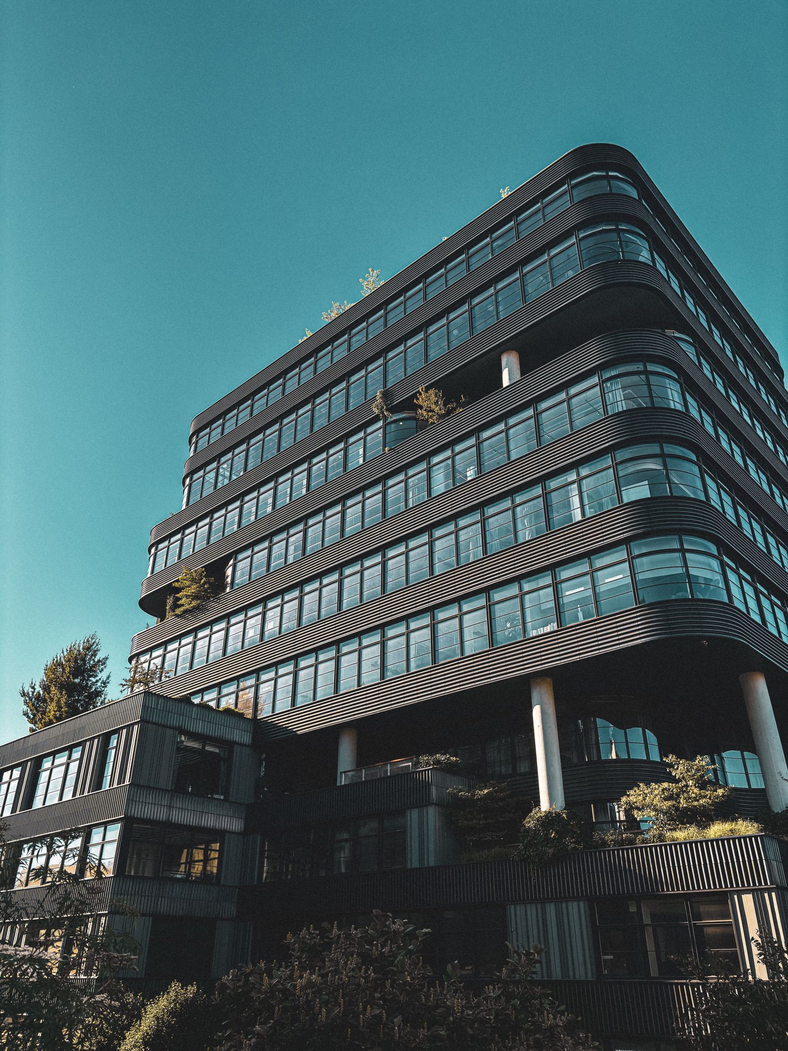 Edificio moderno per uffici, facciata in vetro